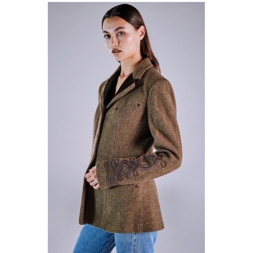 RALPH LAUREN Brown Wool Jacket with Embroideries Size 10
